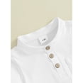 thumbnail image 6 of FEORJGP Toddler Boy Summer Clothes Infant Baby 0-3Y Short Sleeve T-Shirt Solid Color Henley Shirt Button Tops with Elastic Waist Shorts Newborn Loose Casual 2Pcs Daily Outfit, 6 of 9