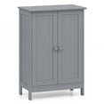 thumbnail image 2 of Gymax Bathroom Storage Cabinet Freestanding Wooden Floor Cabinet w/ Double Doors Adjustable Shelf Modern Storage Organizers for Kitchen Living Room Entryway Gray, 2 of 10