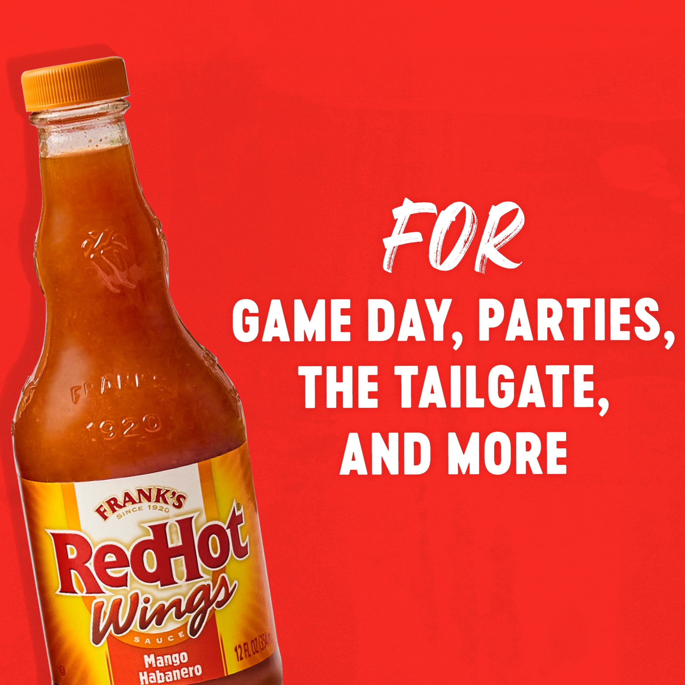 (3 pack) Frank's RedHot Kosher Mango Habanero Wings Sauce, 12.0 fl oz Bottle