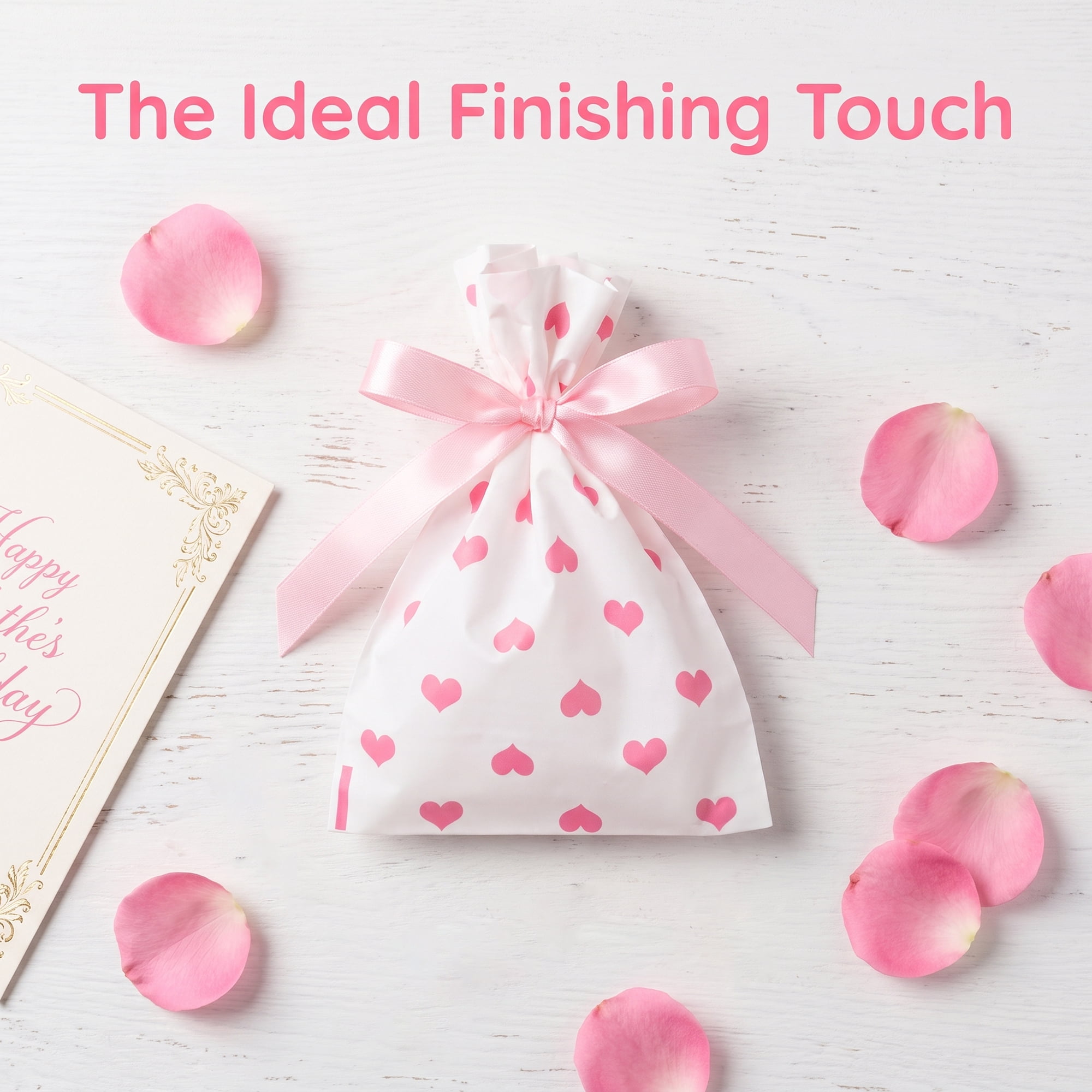 Unique Bargains 10Pcs Waterproof Gift Bags with Handles Heart Pattern 4.7" x 6.7"