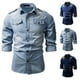 thumbnail image 4 of Mens Casual Denim Shirt Long Sleeve Blue Shirts, 4 of 5