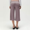 thumbnail image 4 of IYYVV Gaucho Pants Women Fold Over Cropped Capri Pants Low Rise Wide Leg Yoga Capris Palazzo Culotte Stretch Bottoms Wine L, 4 of 6