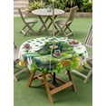 thumbnail image 3 of Outdoor Tablecloth with Umbrella Hole and Zipper, St. Patrick's Day Round Table Cloth 54 Inch Waterproof Tablecloth, Farmhouse Green Boots Daisy Clovers Picnic Table Cover for Patio Camping, 3 of 7