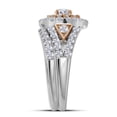 thumbnail image 3 of 14kt White Gold Womens Round Diamond Double Halo Rose-tone Bridal Wedding Engagement Ring Band Set 2.00 Cttw, 3 of 3