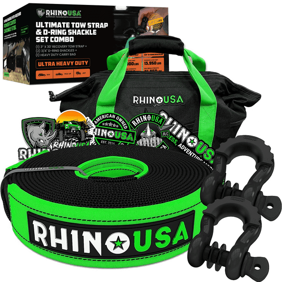 Rhino USA Heavy-Duty Recovery Combo (30' Strap   Shackle Hitch)
