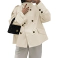 thumbnail image 2 of Double Breasted Women Long Sleeved Casual Trench Coat Lapel Jacket, 2 of 6
