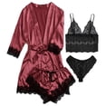 thumbnail image 4 of Conjunto de verano para mujer con camisola de satén con encaje y camisón a juego, 4 of 6
