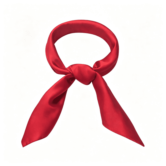 TELOLY Women Silk Feeling Scarf 27.5'' Solid Color Square Satin Scarf Neck Head Bandana for Halloween Costume Accessories Solid Color Red Neck Scarf