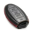 thumbnail image 3 of Vitodeco Leather Smart Key Fob Case Cover Protector - Compatible with Nissan | Compatible with Infiniti - (2007 - 2022 Models) - 4 Buttons, Black/Red, 3 of 5