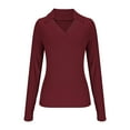 thumbnail image 5 of Sakmal Womens Tops Workout Dressy Casual Garnet Tops Long Sleeve Collared Solid Shirts for Women, 5 of 5