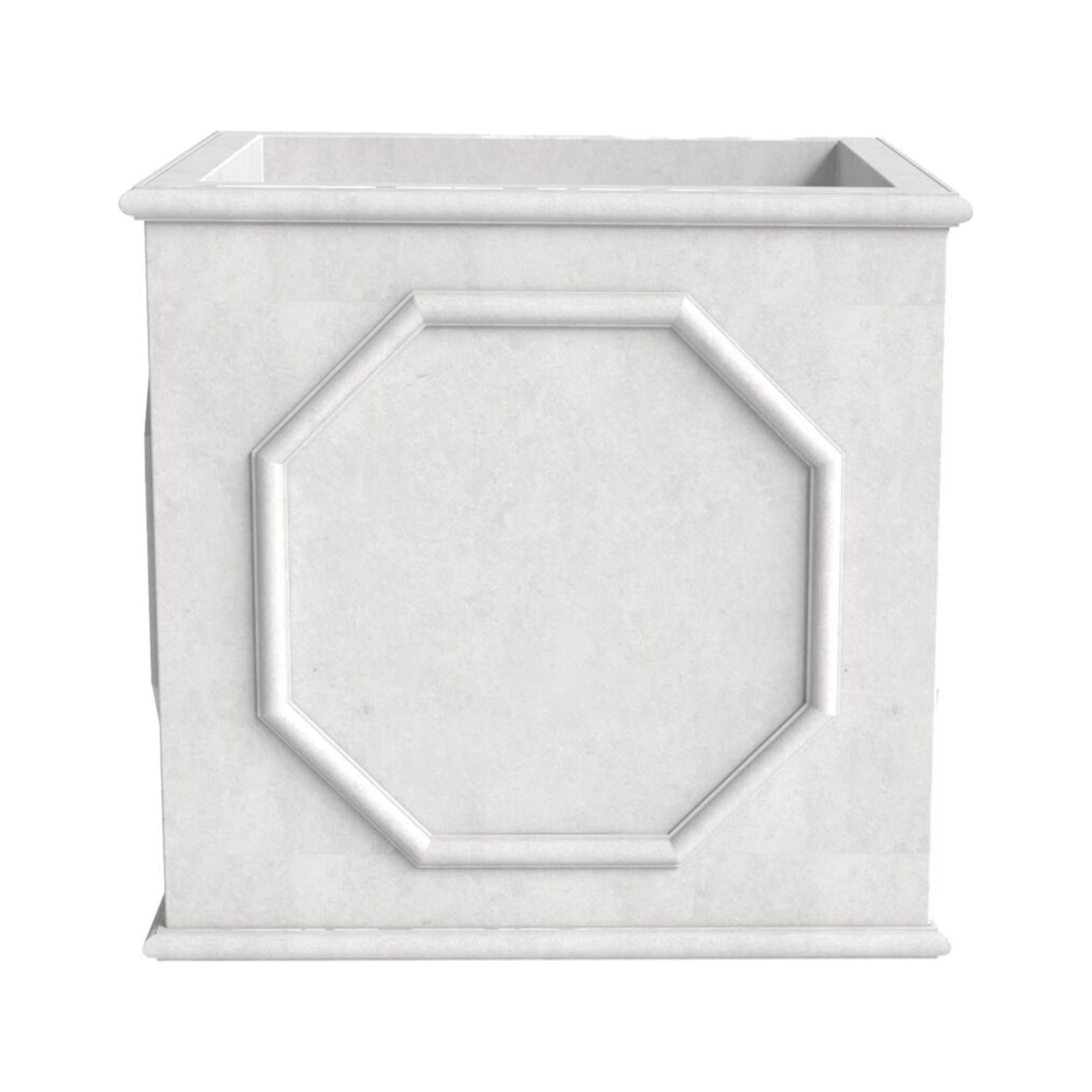 LeisureMod Sprout Series Cubic Fiber Stone Planter in White 8 Cube