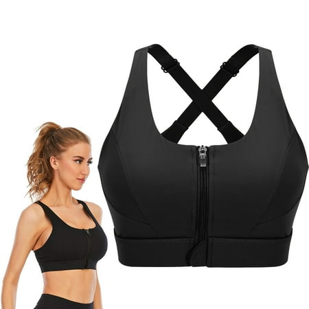 

Women High Impact Sports Bra Front Zipper Full Support