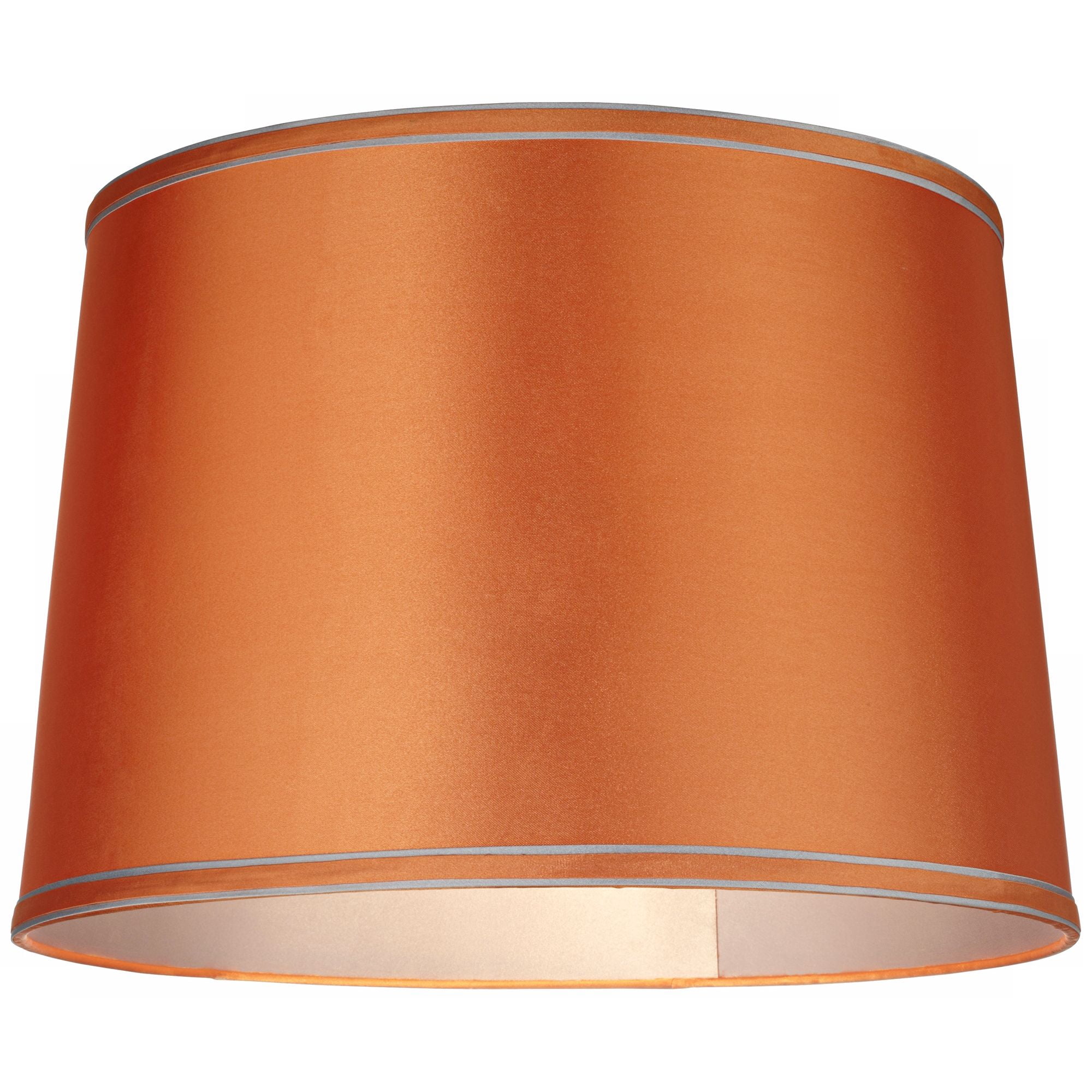 Springcrest Sydnee Satin Orange Medium Drum Lamp Shade 14" Top x 16" Bottom x 11" Slant x 11" High (Spider) Replacement with Harp and Finial