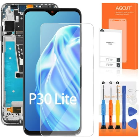 for Huawei P30 Lite 2019 Screen Replacement for Huawei Nova 4E LCD Display MAR-LX3A MAR-LX MAR-L21 MAR-LX3 MAR-LX1 Touch Screen Digitizer Assembly Repair Kits（Black with Frame,24MP Versio）