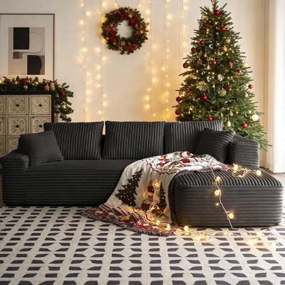 AVENIX 105''Boneless Modular Cloud Sectional Sofa, L-Shape Couch with Soft Corduroy Upholstery & Deep Seat, No Assembly Required for Living Room & Apartment