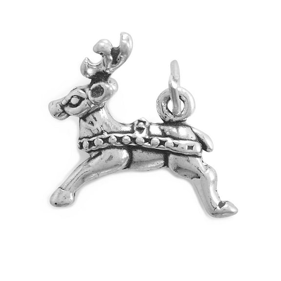Santas Reindeer Charm Sterling Silver