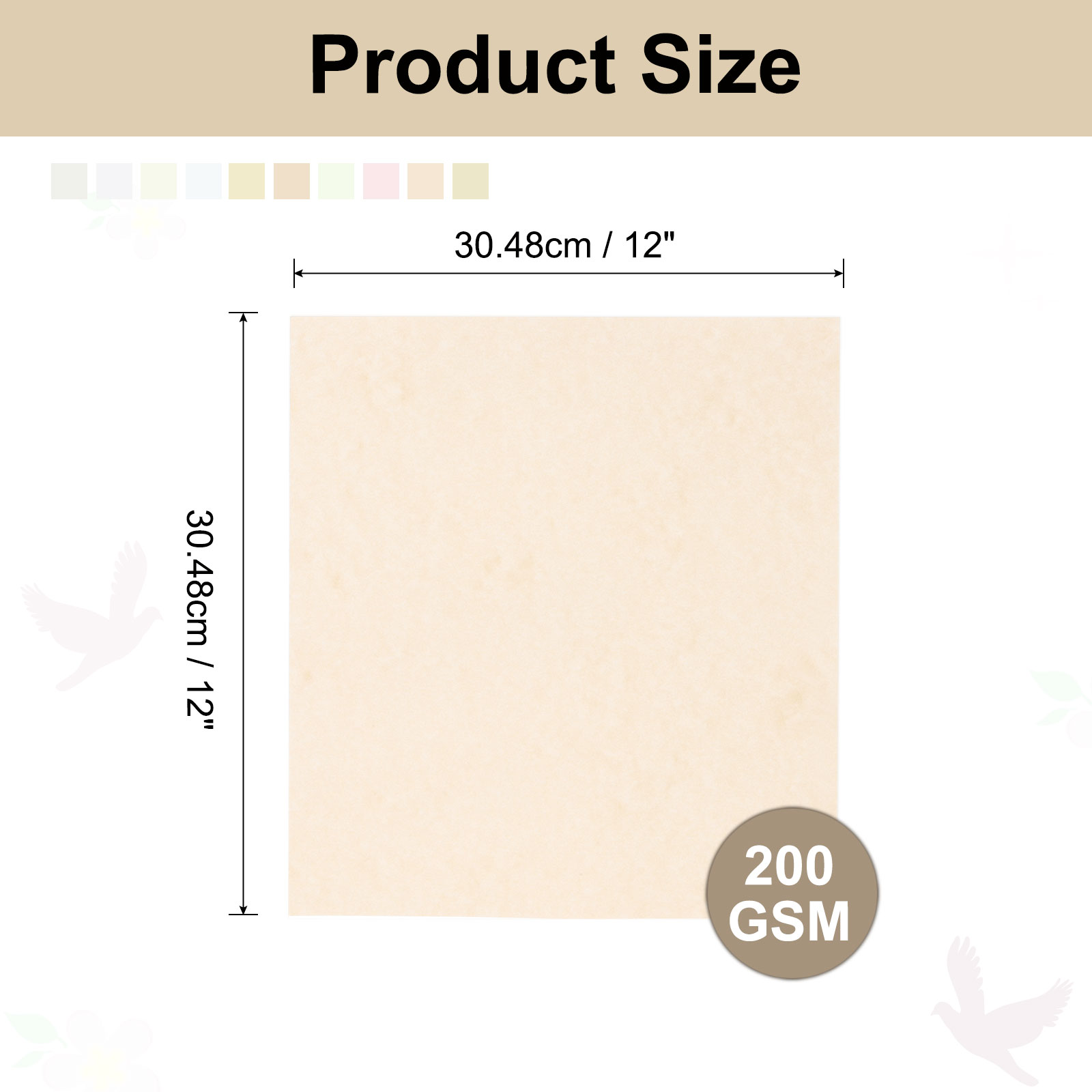Uxcell 50 Sheets Parchment Paper Aged Look Stationery 200GSM Vintage Paper Sheet, [for Certificate, Invitation, Envelope] - 12 x 12 Inch / 10 Assorted Color