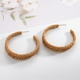 thumbnail image 4 of Boho Raffia Rattan Chunky Drop Open Hoop Earrings for Women, 4 of 5