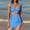 Blue, variant on SEMPAI Womens Plaid Cute Tankini Swimwear Slim Belly Control Tankinis V Neck Strappy Sexy Bathing Suit Drawstring Swimsuit