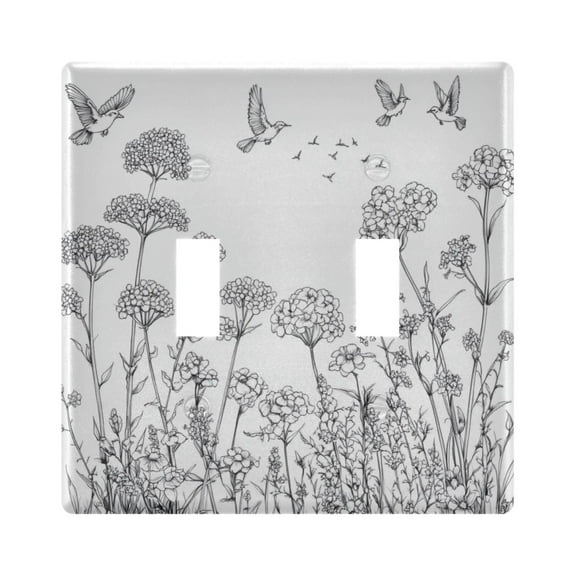 2 Gang Light Switch Cover Plate Yarrow and Daisy Wildflowers Wall Plate Decorate Electrical Outlet Cover Plates 4.56”x4.48”