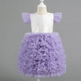 thumbnail image 2 of ZACPNCV Girls Tutu Dress Irregular Tulle Flutter Sleeve A-Line Princess Gown Flower Girl Birthday Party Ball Gown Purple 4-5 Years, 2 of 6