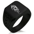 thumbnail image 1 of Stainless Steel Horned Dragon Geometric Pattern Biker Style Polished Ring, 1 of 1