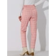 thumbnail image 4 of DARING DIVA Women's Tartan Plaid Pants Elastic Waist Straight Trousers XL Pink, 4 of 6