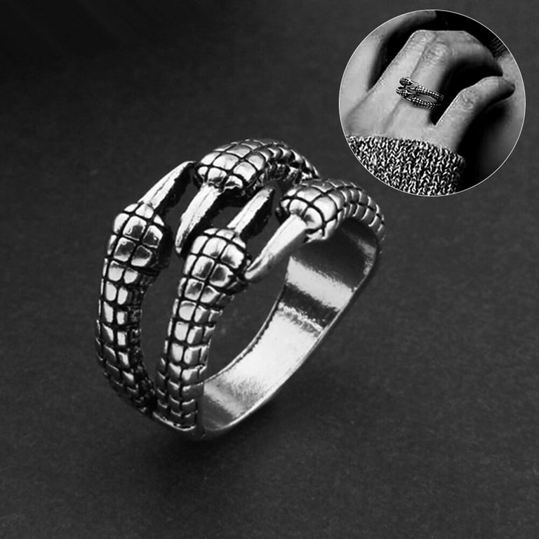 Titanium Steel Dragon Claw Rings for Men Cool Male Biker Ring Punk