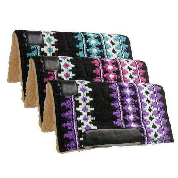 Showman Pony 24" x 24" Woven Wool Top Saddle Pad w/ Fleece Bottom (Pink)
