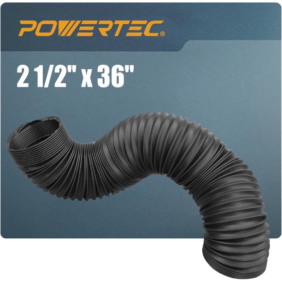2-1/2'' x 36'' Dust Collection Hose, 2.5 Inch Flexible PP Dust Collector Hose for Table Saw, Miter Saw, Drill Press, Belt Sander, Woodworking and Wood Shop Dust Collection System (70198)