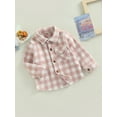 thumbnail image 3 of Inevnen Toddler Flannel Shirt Jacket Plaid Lapel Button Down Shacket Little Boys Girls Shirts Coats, 3 of 8