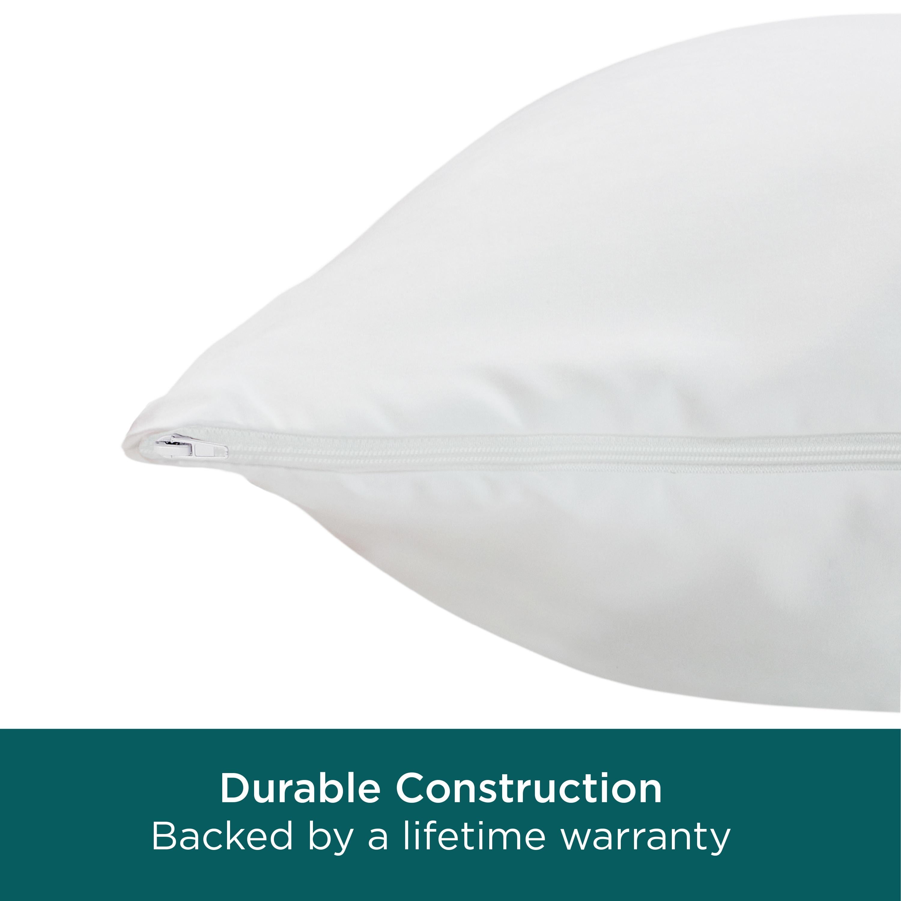 AllerEase CleanBoost Soft & Clean Pillow Cover Protector, Standard/Queen - Zippered (4 Count)