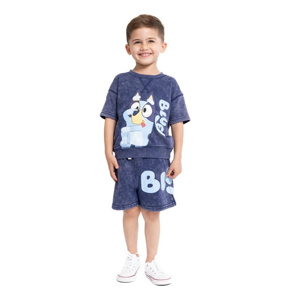 Bluey Toddler Boy French Terry Graphic Top and Shorts Set, 2-Piece, Sizes 2T-5T
