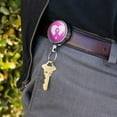 thumbnail image 2 of Breast Cancer Awareness Pink Ribbon in Heart Heavy Duty Metal Retractable Reel ID Badge Key Card Tag Holder with Belt Clip, 2 of 4