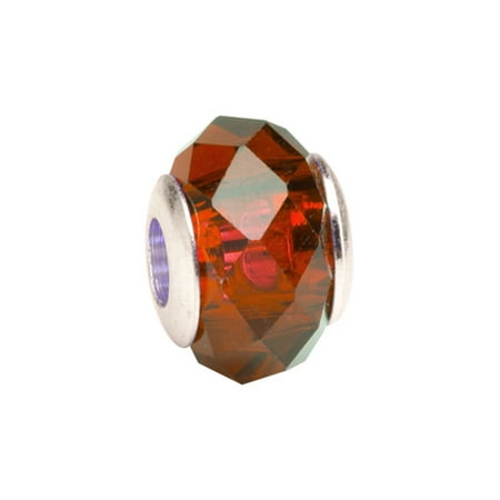 Amber Murano Glass Crystal - Amber Faceted Beauty Large Hole Beads Murano Lampwork European Glass Crystal Charms Beads Spacers Fit Pandora Troll Chamilia Carlo Biagi Zable Snake Chain Charm Bracelets 9.5x13.5mm 4pcs