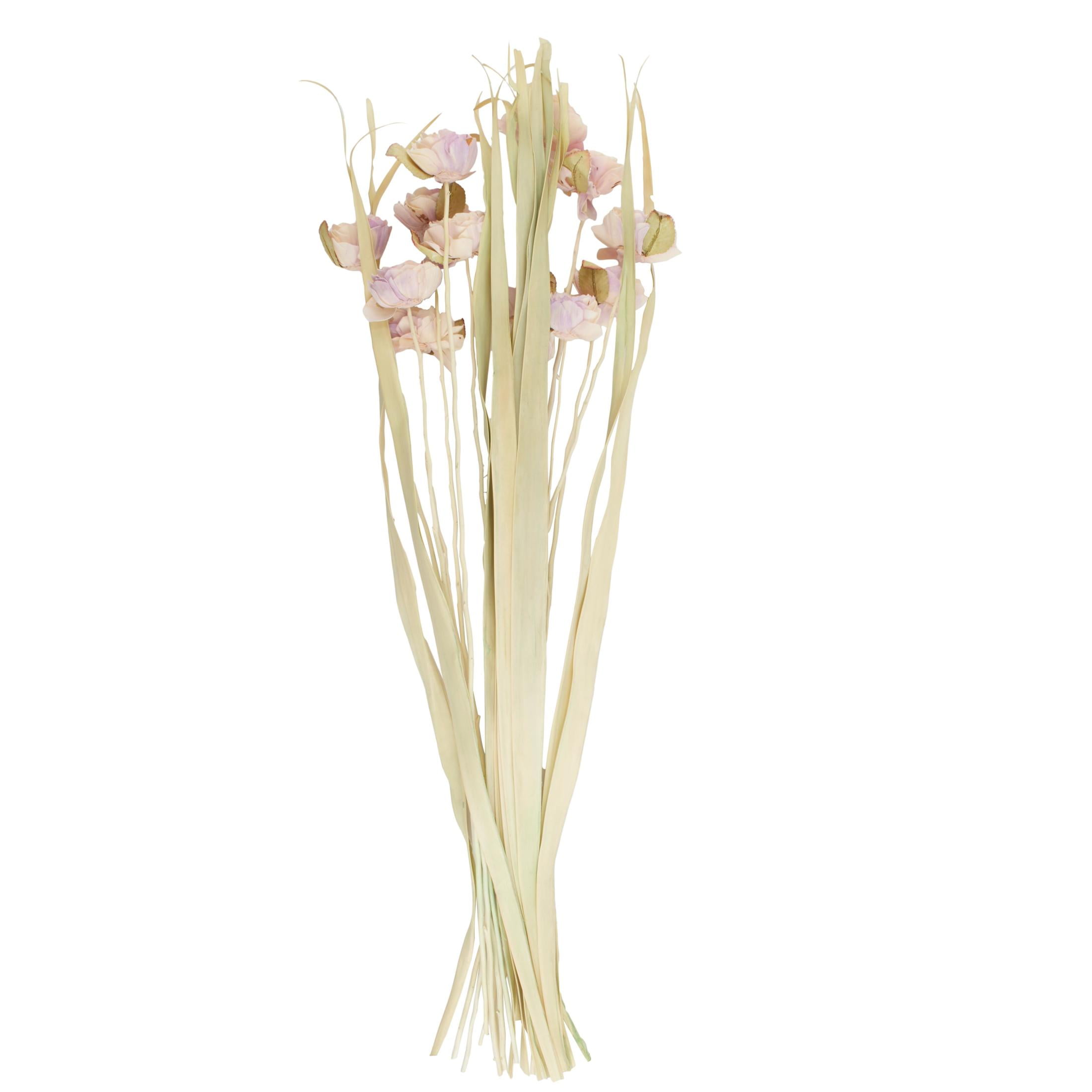49" Tall Dried Plant Natural Foliage Bouquet with Pink Petals, by DecMode