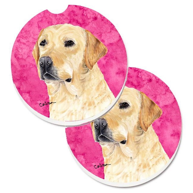 SC9133PKCARC Ensemble de 2 sous-Verres de Voiture Labrador Rose