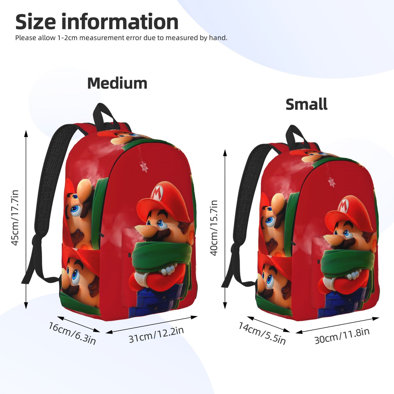 Luyuia Mario Print Unisex Laptop Backpack with Adjustable Straps, Water ...