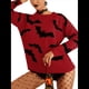thumbnail image 3 of Suéter de Punto Jacquard de Halloween de Larga para Mujer, Cuello Redondo, para Otoño e Invierno. Rojo S, 3 of 7