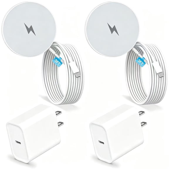 Eeyueer 15W Magnetic Wireless Charger 2-Pack 3ft Cable Fast Charging Pad Compatible with iPhone 17 Pro Max 16 Pro Max 16 Pro 16 15 Pro Max 15 Plus 14 13 12 AirPods Qi Devices
