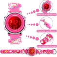 thumbnail image 4 of Kids Watch 3D Cartoon Toddler Wrist Digital Watch Waterproof 7 Color Lights with Alarm Stopwatch for 3-10 Year Boys Girls Little Child A Pink Unicorn, 4 of 5