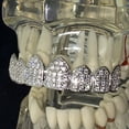 thumbnail image 5 of Mens Grillz Eight Top Teeth Silver Tone Micro Pave Bling Iced CZ 8 Tooth Premade Hip Hop Grills, 5 of 6