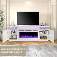 thumbnail image 3 of MELLCOM 70" Fireplace TV Stand, Entertainment Center with 12 Flame Fireplace Insert Heater and 16 Color Led Lights, TV Console for TVs up to 80" for Living Room, White, 3 of 9