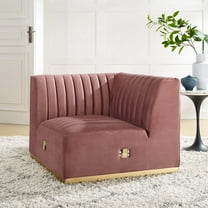Modway Conjure Channel Tufted Performance Velvet Left Corner Chair in Gold/Rose