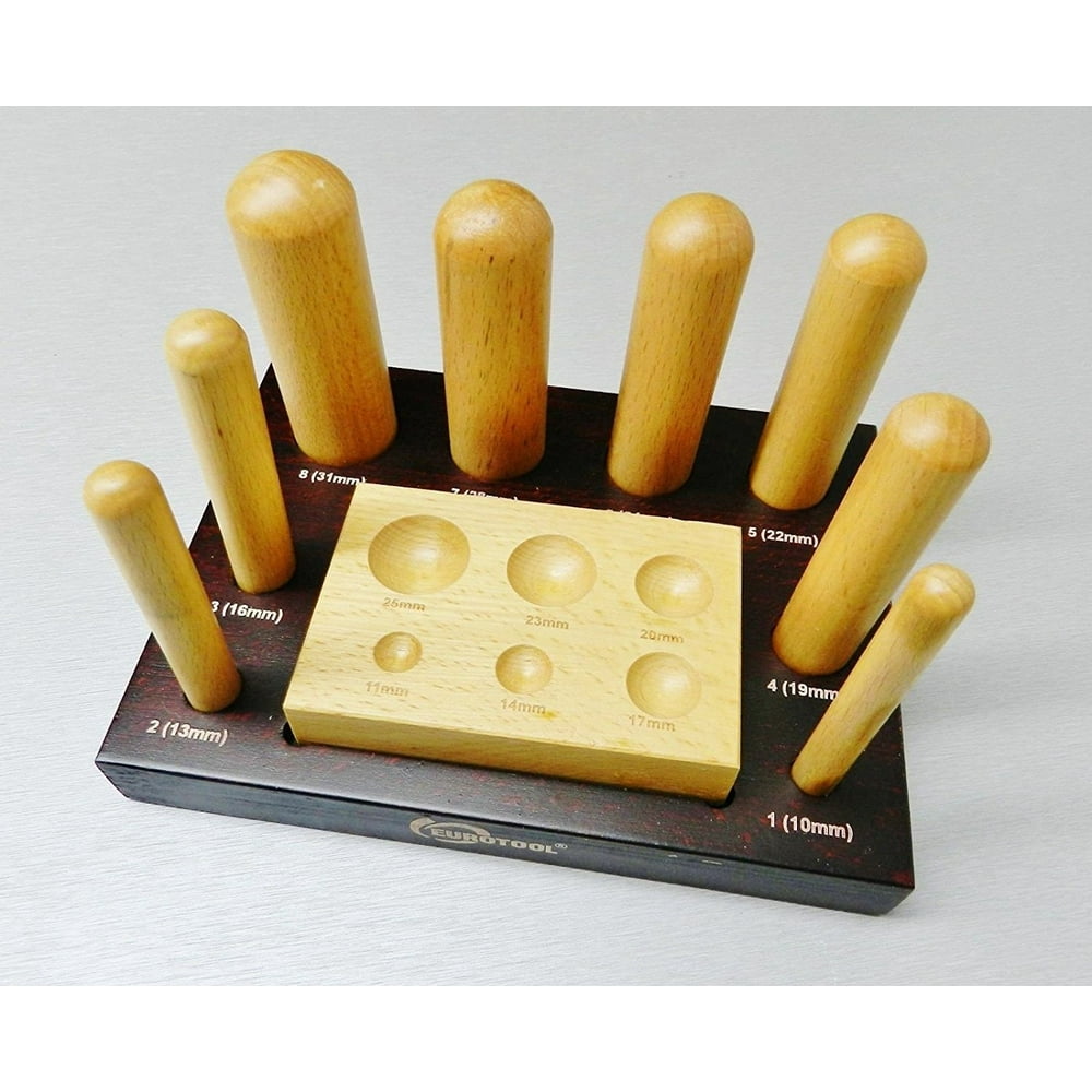 WOOD DAPPING BLOCK SET DAPPING TOOLS WOODEN PUNCHES METAL FORMING
