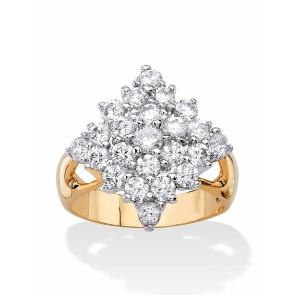 PalmBeach Jewelry 2.23 TCW Cubic Zirconia Diamond-Shaped Cluster Cocktail Ring Yellow Gold-Plated
