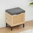 thumbnail image 2 of Folding Storage Ottoman Bench, Natural Rattan Ottoman for Entryway Storage Bench Padded Seat with Memory Foam for Bedroom End of Bed, Living Room 16inch, 2 of 9