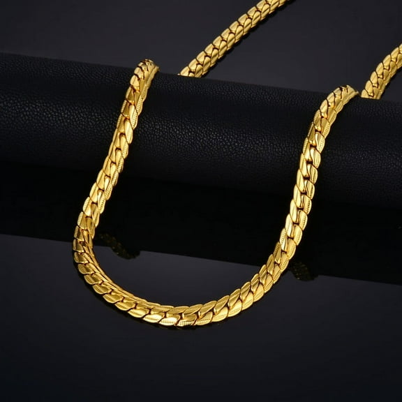 Vintage Flat Snake Chain Necklaces Male 14K Yellow Gold Golden Neck Chains For Men Punk Jewelry D276