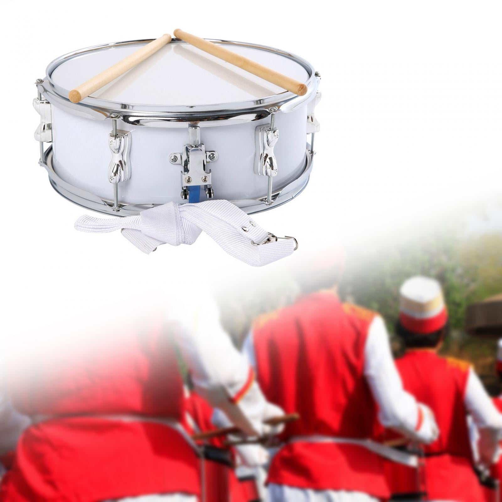 STARTIST 13" Snare Drum Music Drums Portable with Shoulder Strap Percussion Instrument Double Tone Drum for Kids Boys Girls Beginners White