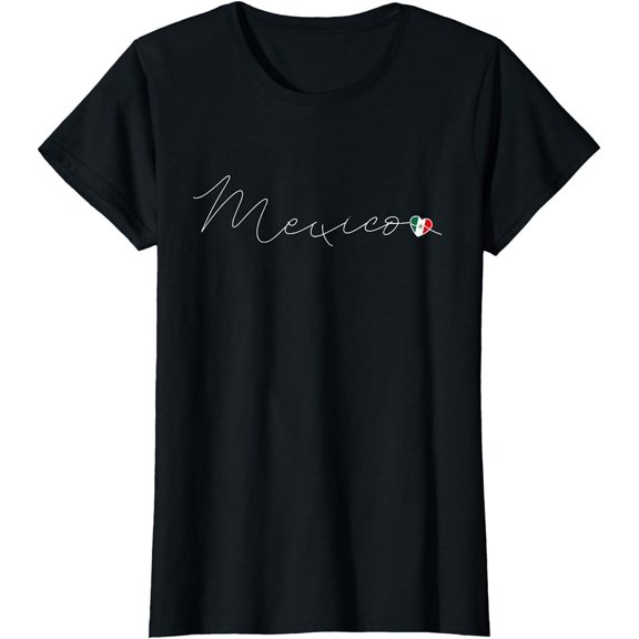 M茅xico Simple Love Mexican Flag Heart on Mexico T-Shirt